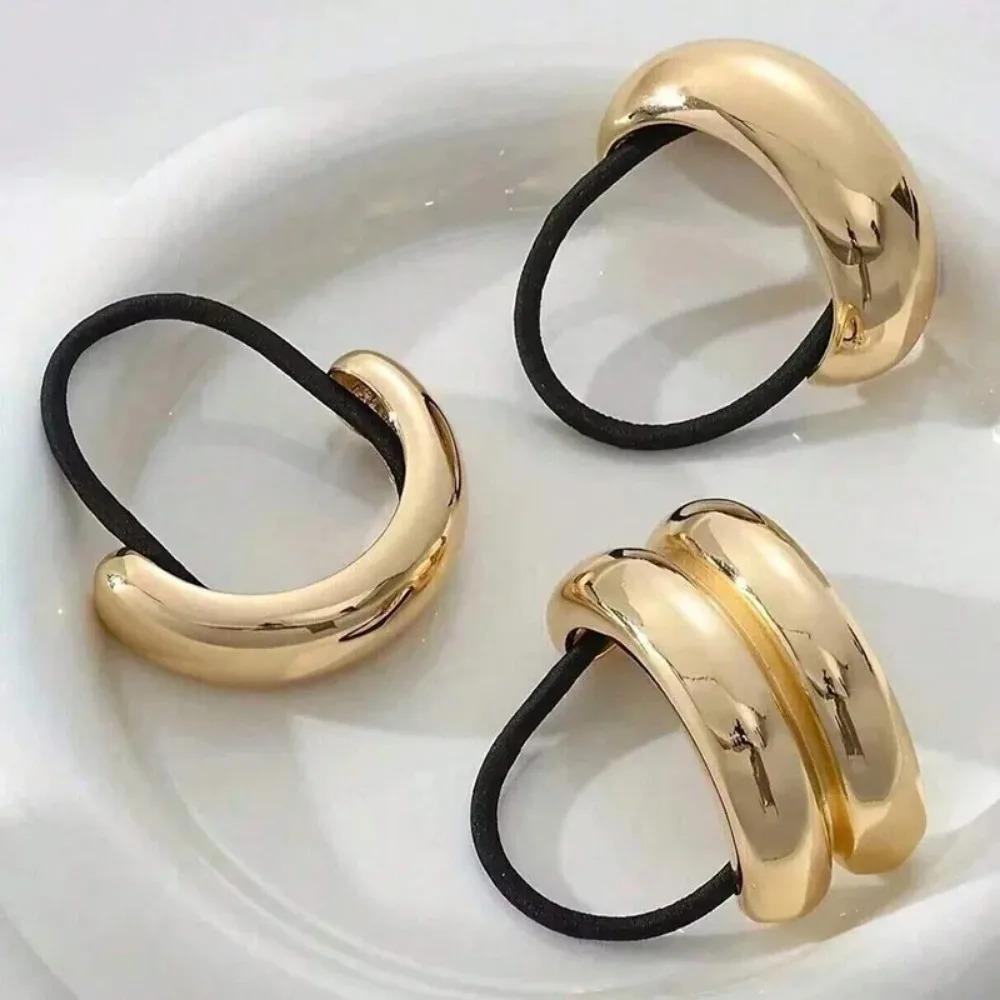 1/3/6pcs Geometric Hair Ties Golden Elegant Elastic Hair Rope U-Shaped Ponytail Holder Fashion Hair  for Woman Accessories