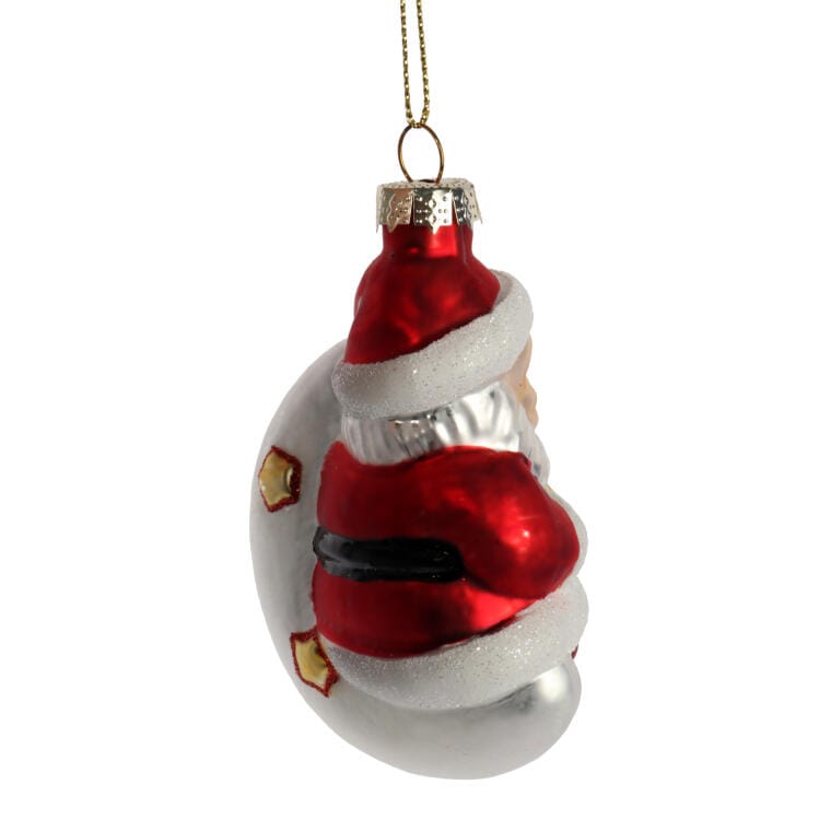 Red And White Glass Santa Claus Bauble 11 Cm - Exclusive Christmas Decoration