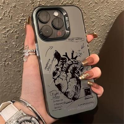 Yaratıcı Kardiyovasküler Model Kalp Kılıfı iPhone 11 İçin Funda iPhone 13 16 Pro Max 14 15 12 16promax 15promax IMD Mat Kapaklar