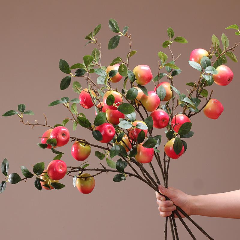 Artificial Pomegranate and Persimmon Fruit Flower Branch for Living Room or Entryway Decor