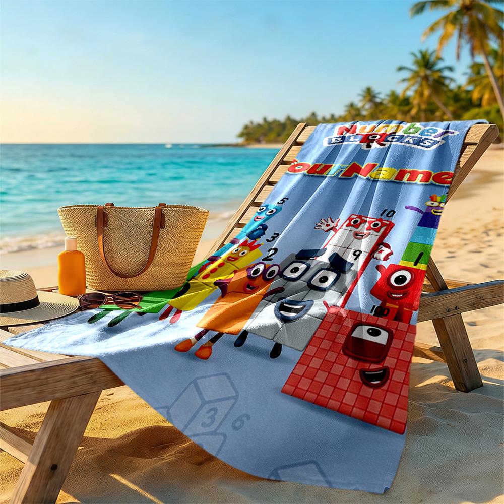 Numberblocks Customize Text Beach Towel Quick-Dry Soft Microfiber Portable for SwimmingBeachCamping Travel Beach AccessoriesGym