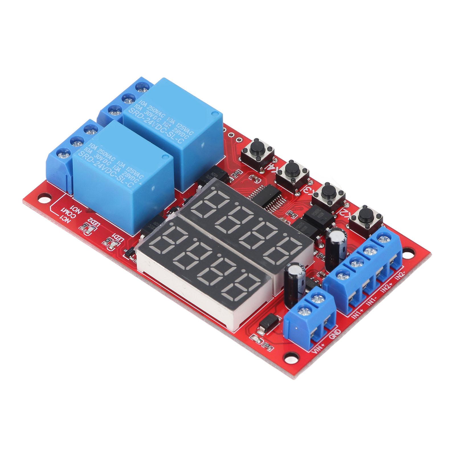 

2 Channel Relay Module 24V LED Display Delay Self Locking Cycle Multifunction Timer Module for Home and Automatic