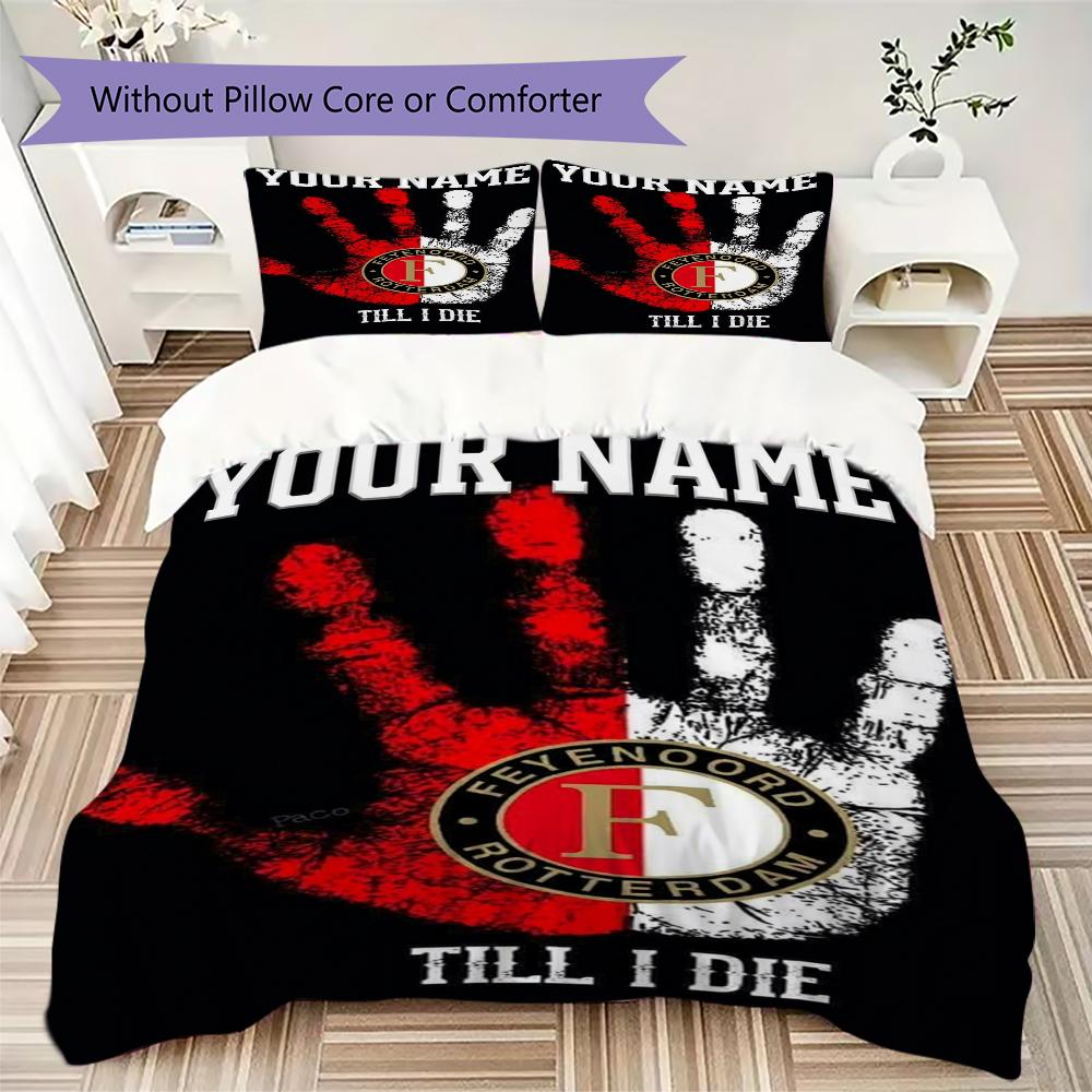 Custom Name Feyenoord Bedding,Quilt Set Quilt Cover Pillowcase Home Birthday Gift(1 * Duvet Cover + 2 * Pillowcase, Without Core)_xia