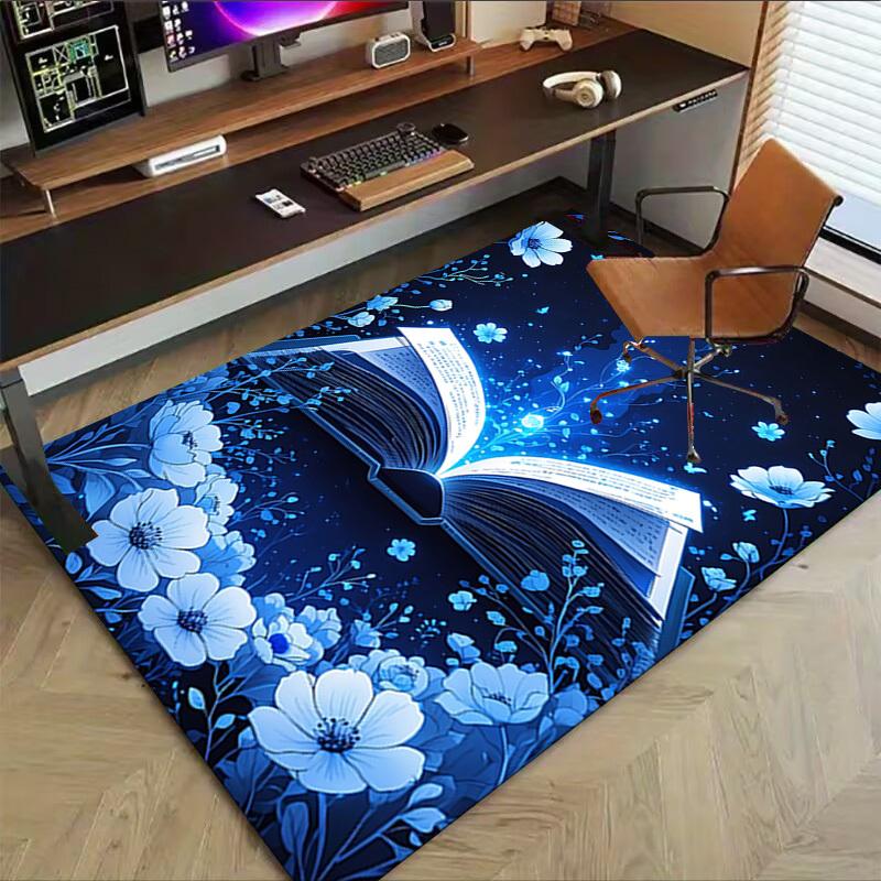 1PC Book, Flowers Carpet Office Rug Mat Home Decor Area Carpet Festival Gift Office Desk Chair Carpet Longlasting Material