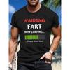 Funny Warning Fart Sound Effect T-Shirt - Cotton Casual Short Sleeve with Fart & Caution Sign Print, Humorous Novelty Gift for Parties, Casual Attire