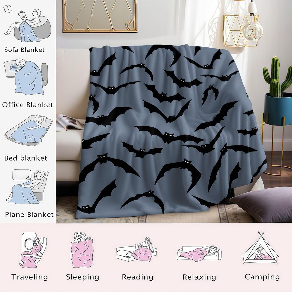 Halloween Bats Flannel Blanket Warm Soft Halloween Christmas Couch Warm Cozy Decorative Decor Gift for All Season