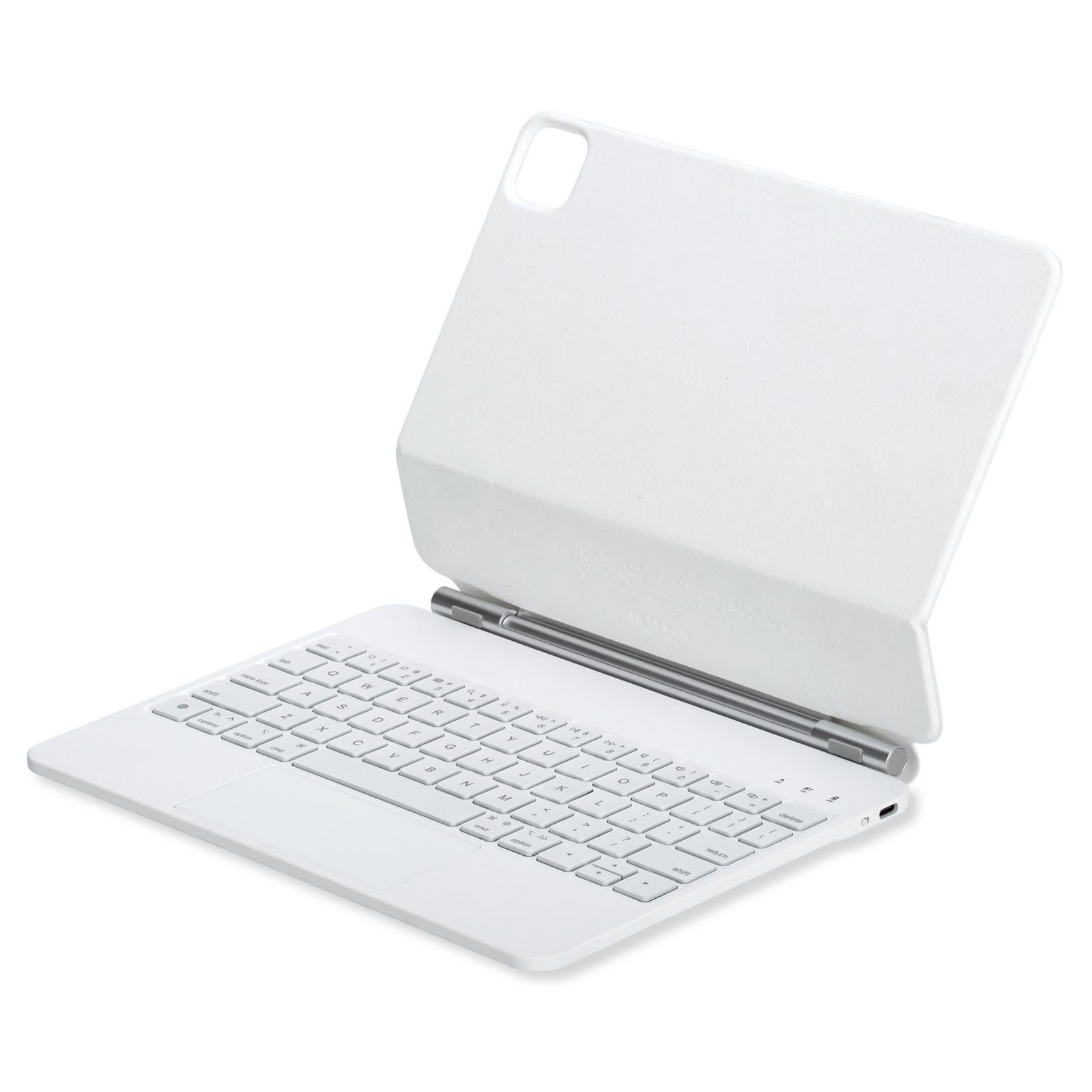 

P14 For iPad Pro 13 (2024) Tablet Stand Case with Touchpad Bluetooth-compatible Keyboard White