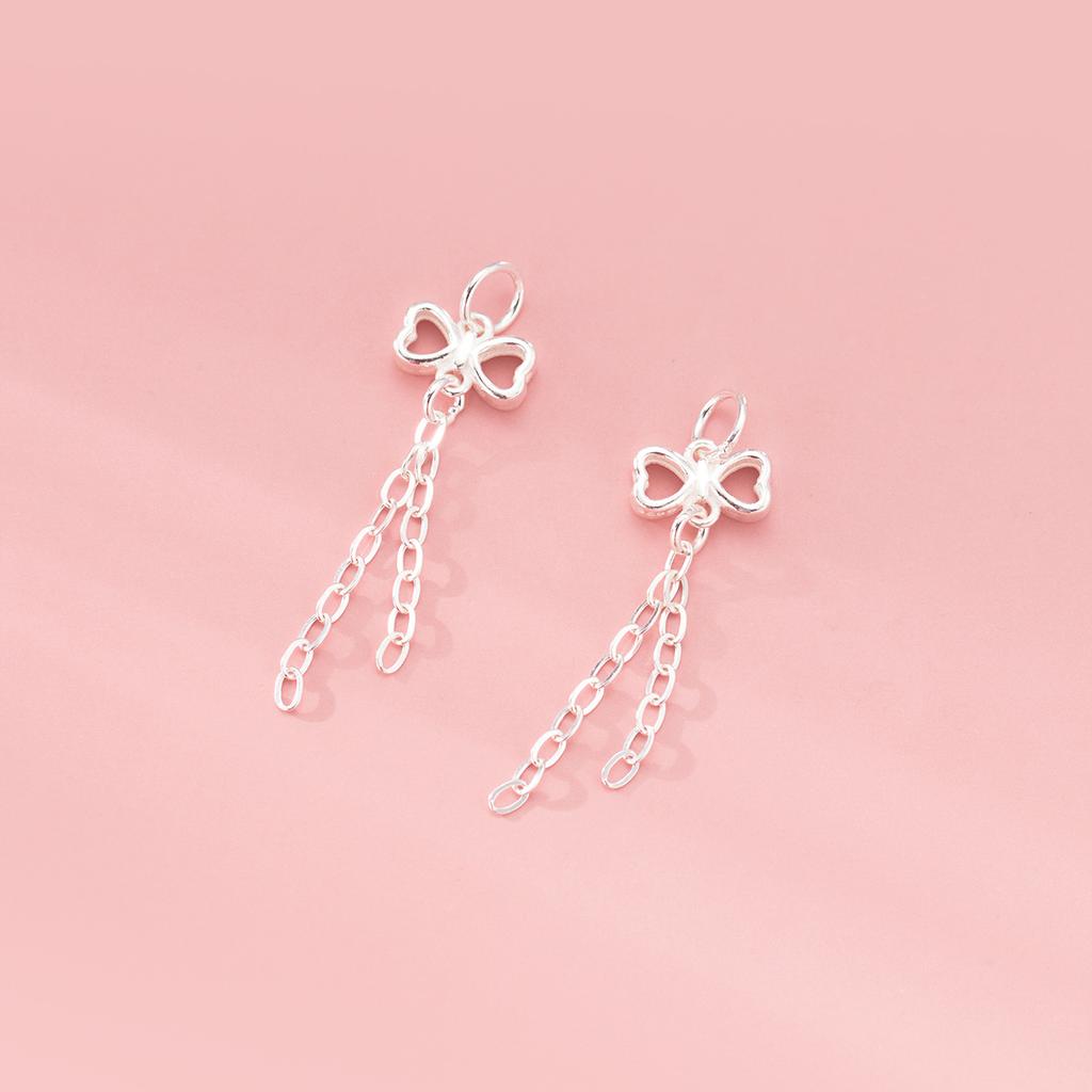 S925 Sterling Silver Bowknot Cross Chain Tassel Pendant DIY Bracelet Pendant Handmade Braided Rope Material Accessories