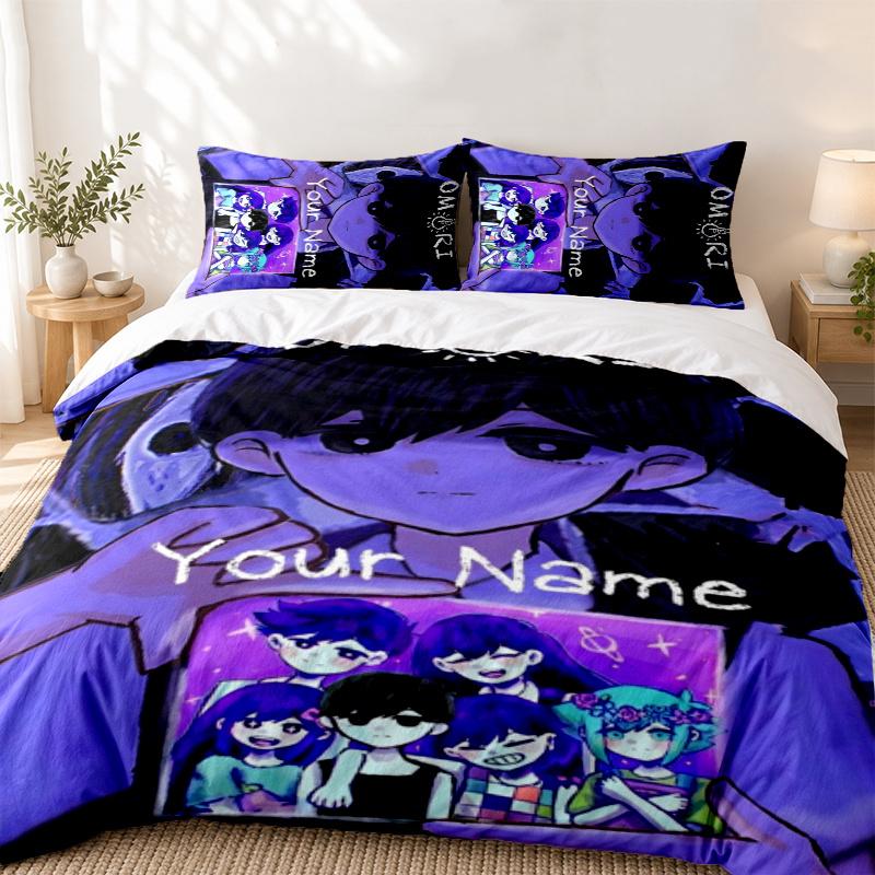 Omori Custom Name 3pc set Perfect for bedroom use Comfortable bedding set includes a duvet cover and two pillowcases Ideal birthday or Christ