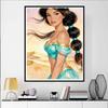 Disney 5D DIY Diamond Painting, Aladdin and Jasmine Princess Illustration Cartoon Full Diamond Mosaic Diamond Painting Art Wall Decoration Craft Set
