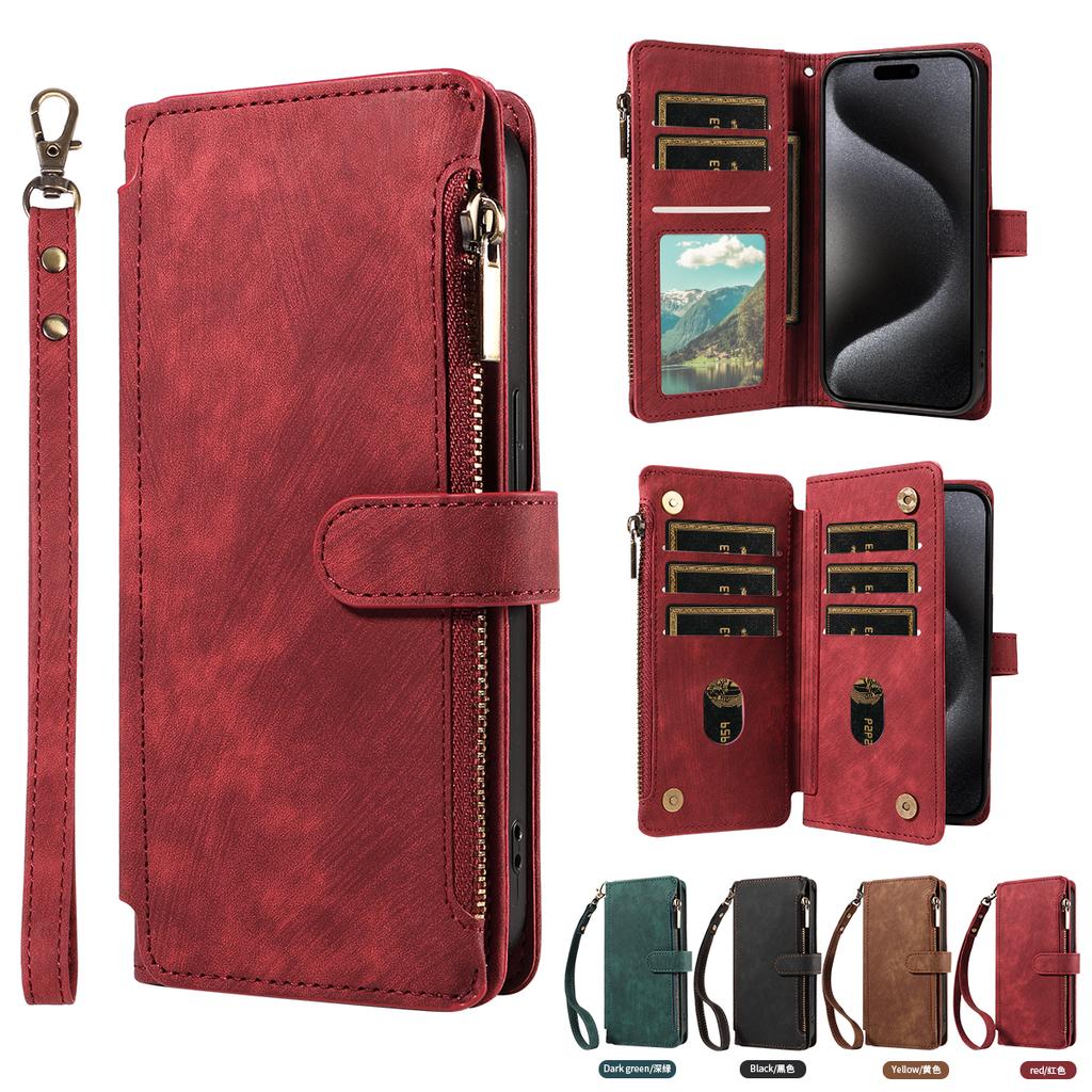 PU Leather Phone Case for IPhone 17Air 17 Pro Max 16 Pro Max 16e 15 14 13 12 11 Pro Max Plus Flip Wallet Style Phone Cover