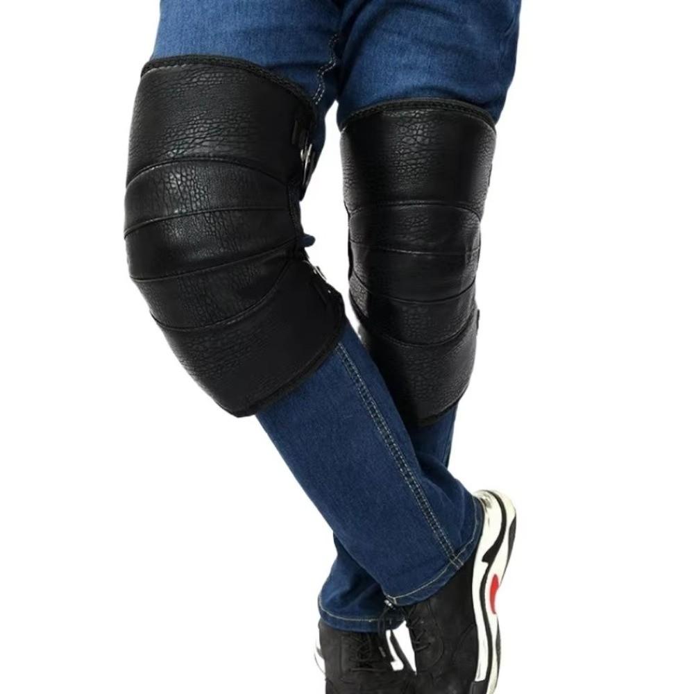 Cowhide Cycling Knee Pads Windproof Riding Protective Gear Thermal Leg Warmers  Unisex
