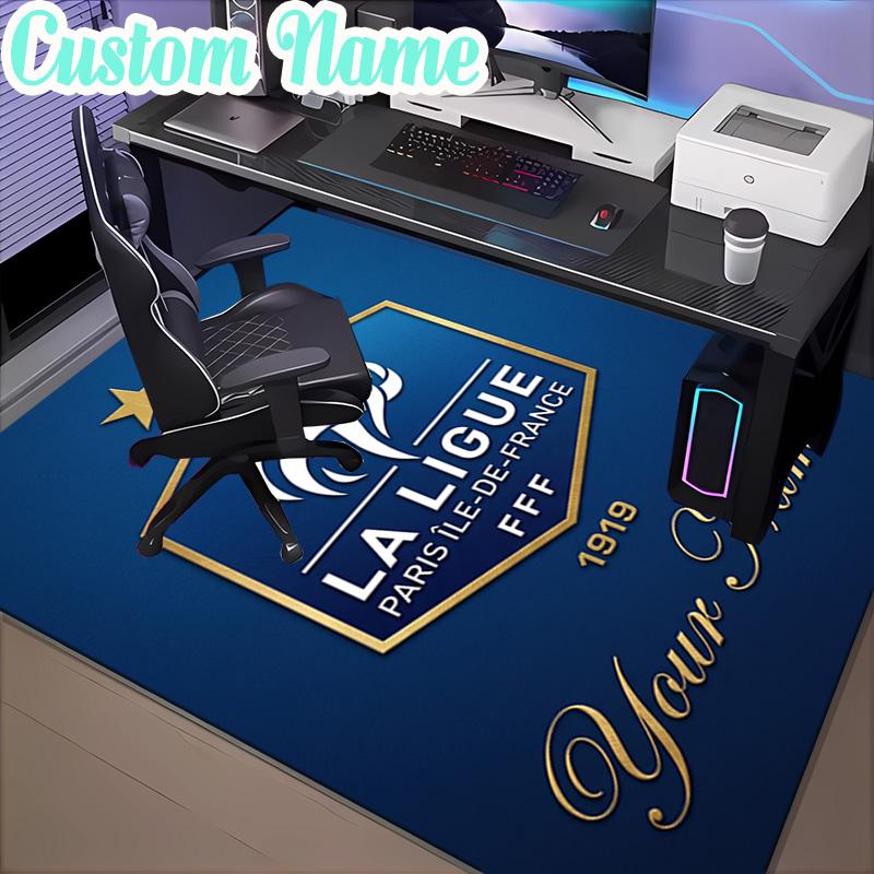 Custom Name France Football Emblem Rug, Office Rug, Chair Rug, Carpet for Living Rooms, Doormat Game Rug Home Decor Christmas Gifts