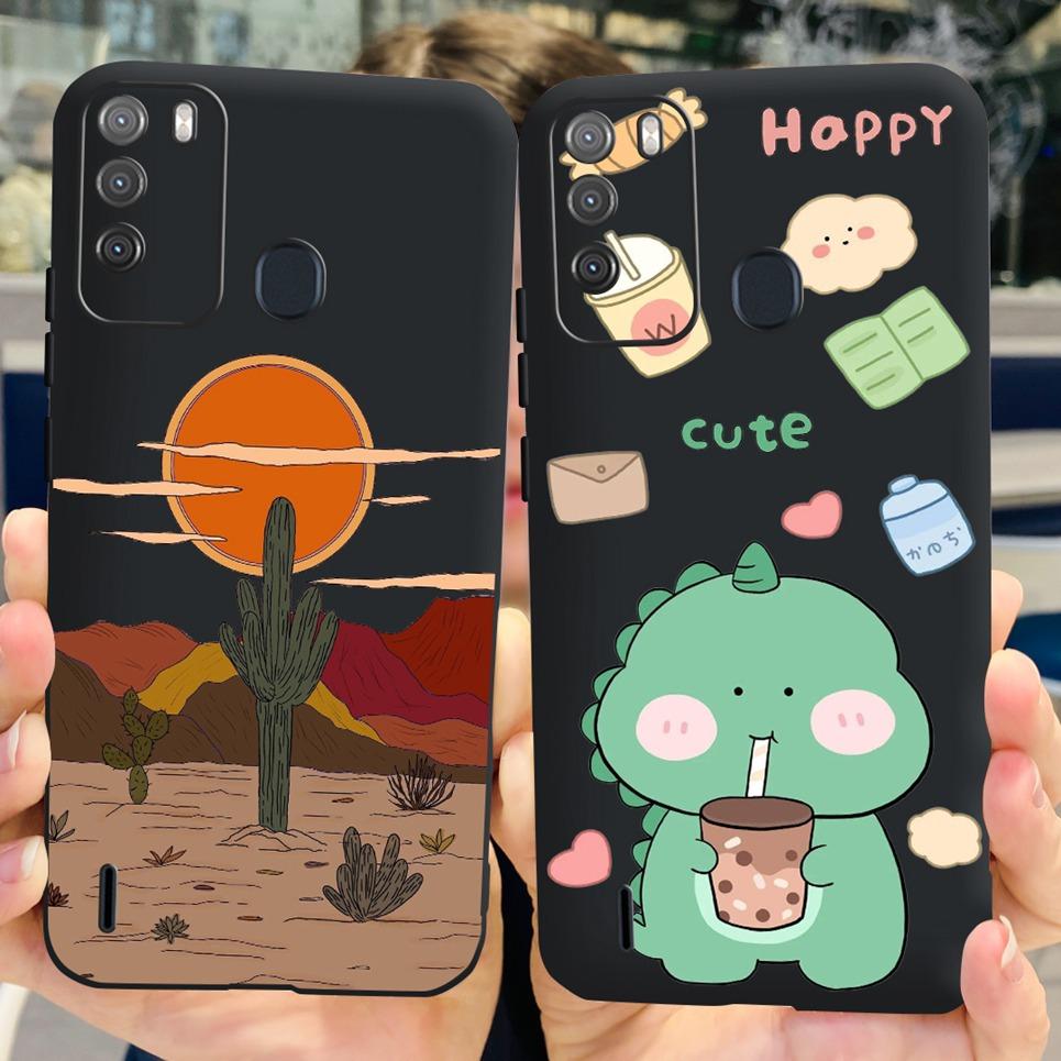 For ITEL Vision 1 Pro Vision 2 Phone Case Cute Cat Dinosaur Flower Pattern Back Cover Vision2 Vision1Pro Soft Matte Silcione Bag