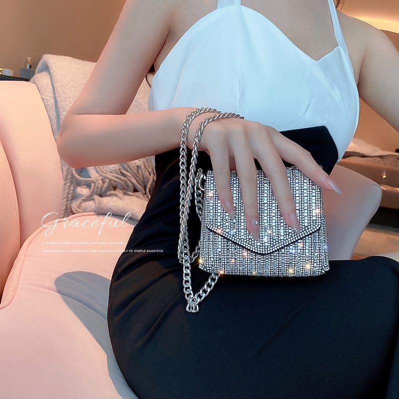 2024 Rhinestone Chain Mini Shoulder Crossbody Bag - Trendy Handheld Party Bag for Women