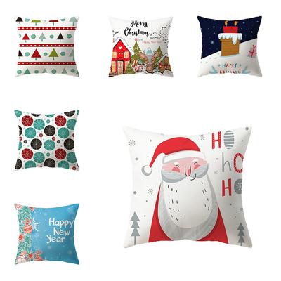 Christmas Decoration Santa Claus Print Pattern Cushion Cover Home Living Room Sofa Square Pillow Cover