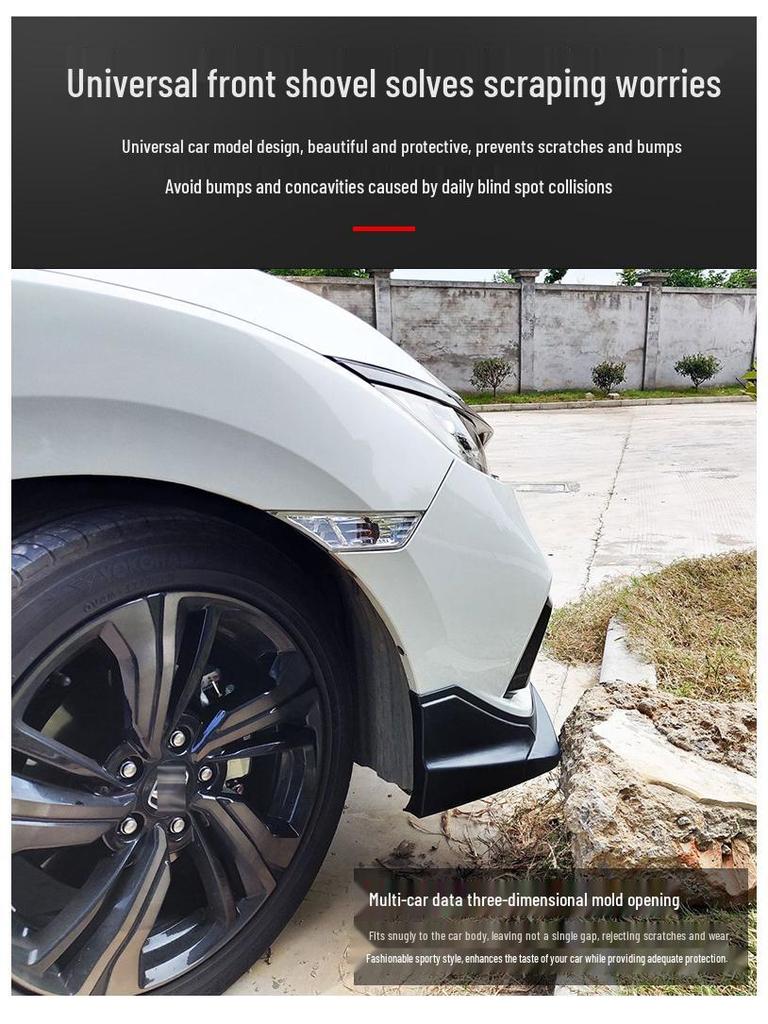 Universal Carbon Fiber Pattern Front Lip Kit for Cars - Three-Piece Accessory Set