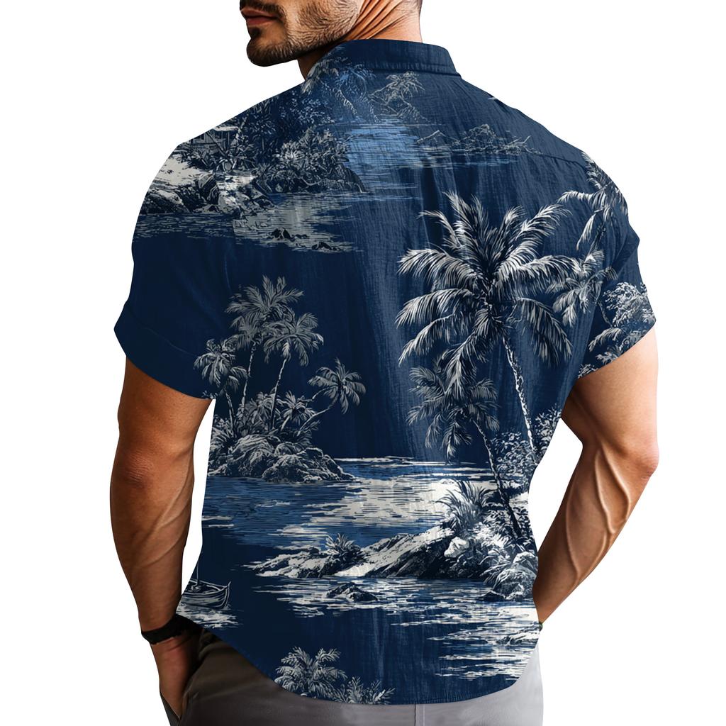 Herrskjorta med tryck, kortärmad design