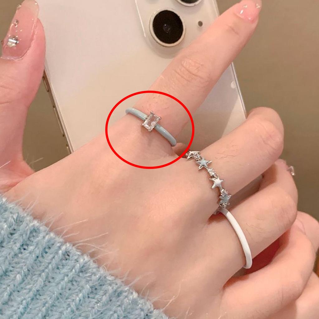 Zirkonblauer Drip-Glasur Sternring: Damen Offener Zeigefinger Set