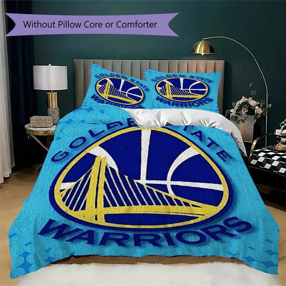 Golden State Warriors Pattern Bedding Uilt Set Uilt Cover Pillowcase Home Decoration Birthday Gift (1 * Duvet Cover + 2 * Pillowcase Without Core)