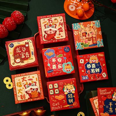 6 Adet Ejderha Yılı Kırmızı Paket Sevimli Karikatür Tasarım Açılması Kolay Nimet temalı Özel Gün Hediyesi Kırmızı Zarflar