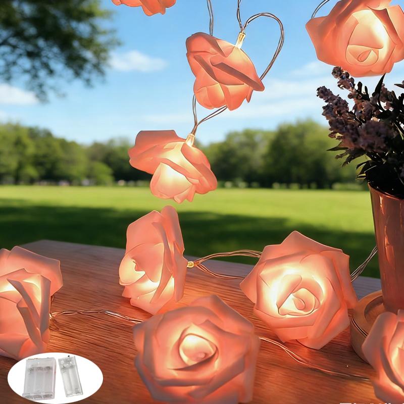 1.5m 10leds Rose Flower String Lights Battery-powered Light for Bedroom Living Room Table Valentine's Day Romantic Atmosphere