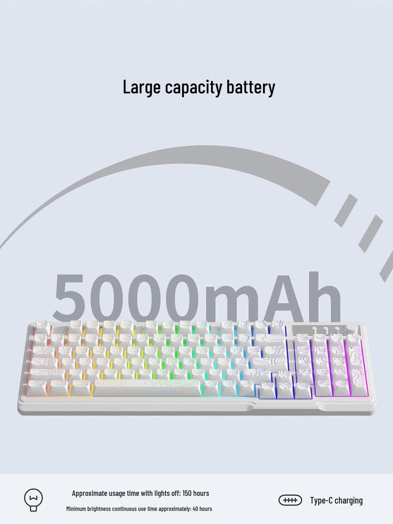 H97 Mechanical Keyboard: Wireless/Wired, RGB, Home/Office/Gaming, Three-Mode Bluetooth for Girls.