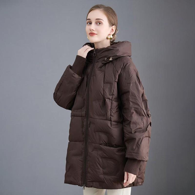 Womens Oversized Hooded Down Jacket Winter Warm Coat 50% Duck Fill Loose Fit Mid-Length Cold Weather