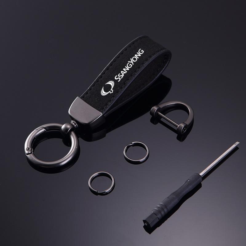 Fashion Suede KeyChain Horseshoe Buckle Key Ring Car Key Rings For SsangYong Actyon Korando Kyron Musso Rexton Tivoli