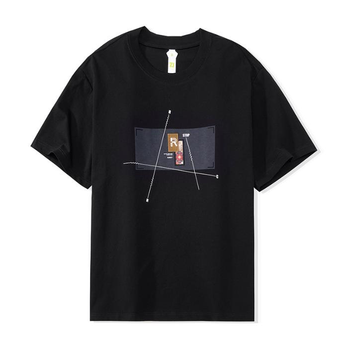 Spring and Summer Short-sleeved Men's Printed and Embroidered Pattern for Youth Round Neck T-shirt Men's Casual Korean Version