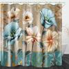 Tende da Doccia in Tessuto Impermeabile con Fiori Vintage Disegnati a Mano per Bagno, Tende da Bagno con Magnolie Decorazione Vasca da Bagno con Ganci