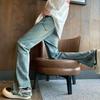 High Street Vintage Hole Loose Trousers Autumn Winter High Waist Denim Pants Men's Clothing Wide Leg Stylish Distressed Jeans