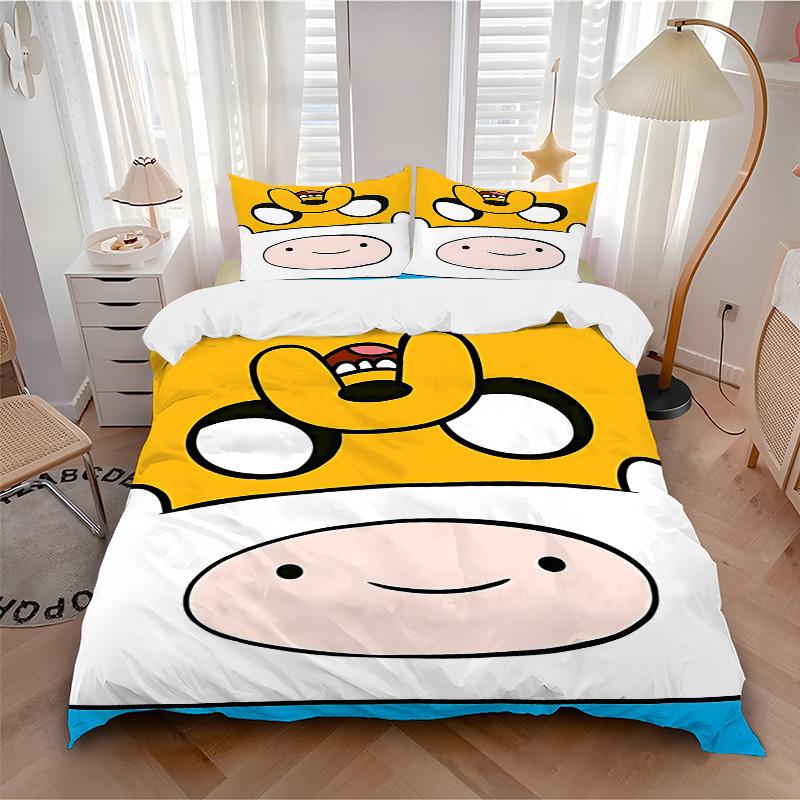 3pcs bedding set Adventure Time Finn Includes 1 Comforter+2 Pillowcases, Without Pillow Inserts, Soft Comfortable, Lightweight Breathable,198 135x200cm