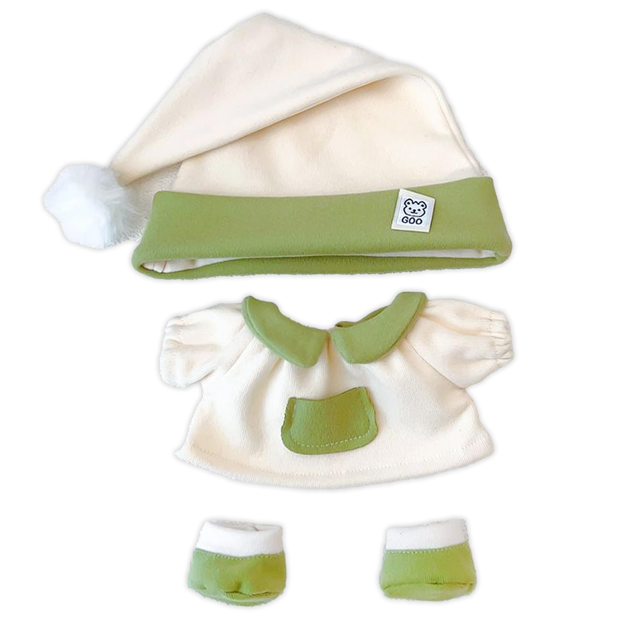 

Pajama Set (Hat, Dress & Shoes) for 10cm Plush Dolls - Green - Plush Costume, Kigurumi, Accessory, for Fandom Activities, Dolls, Mascots, Kpopdoll