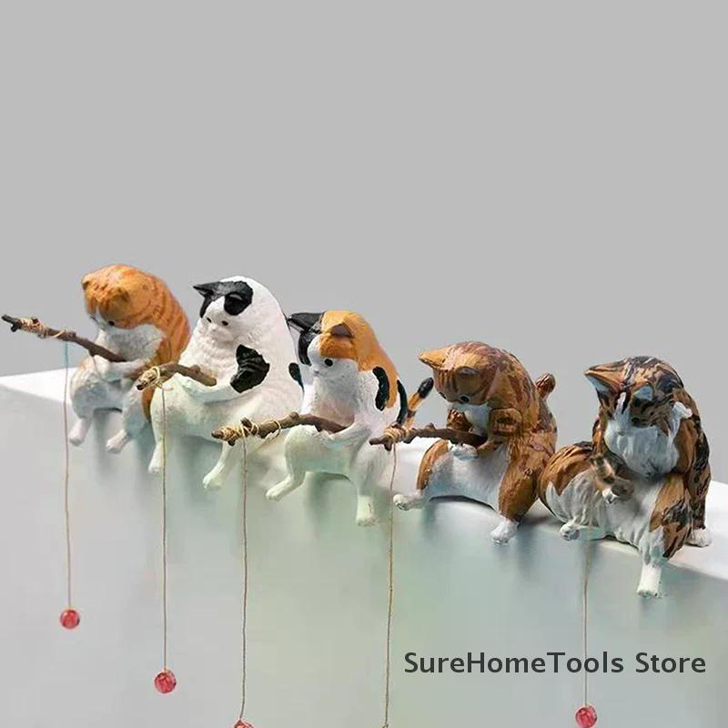 Fish Tank Fishing Cat Hanging Creative Landscape Office Ornaments Fishing Fun Mini Decorative Micro-Landscape