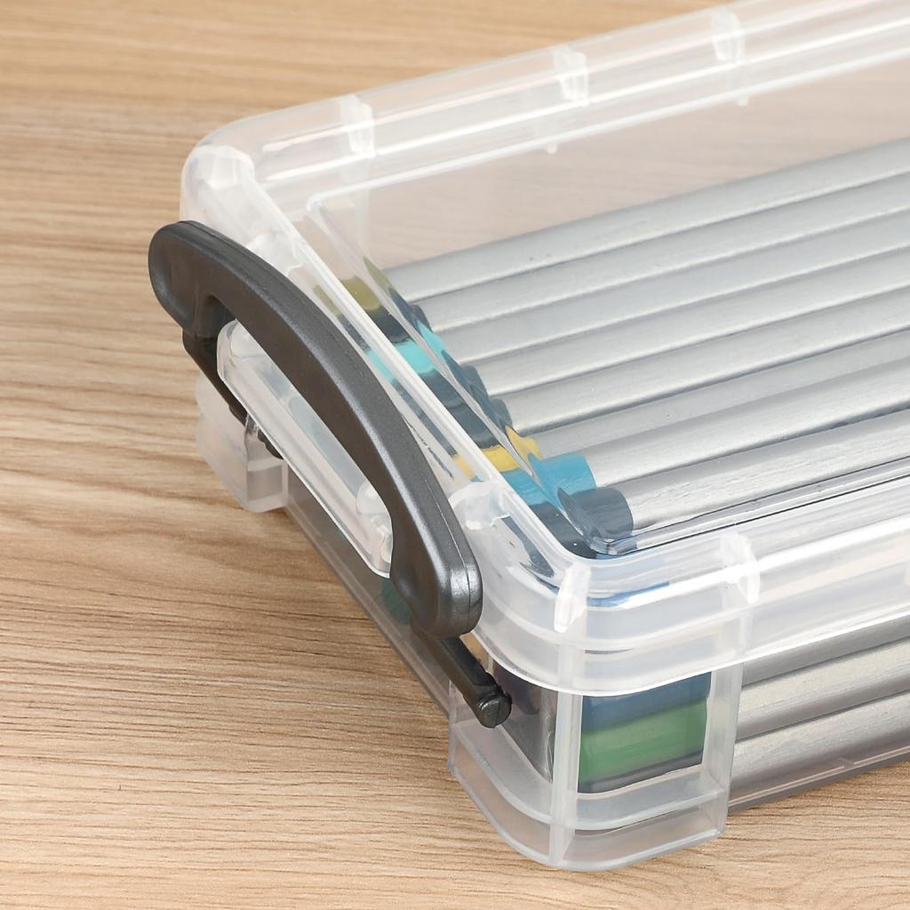 Sumnacon Multifunctional Pencil Pen Storage Clear Storage Tool Small Item Storage Box with Pen Set of Gray Case, Case, Case, Stackable, Space-Saving,