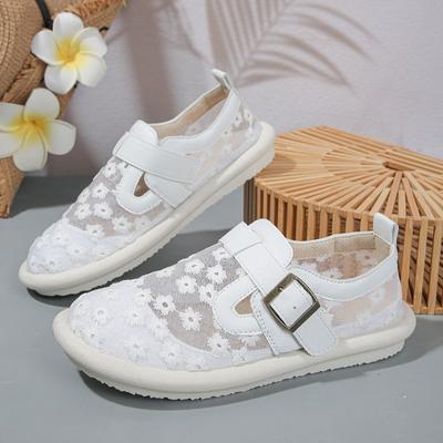 Fashion Women's Flat Shoes 2024 Summer Fashion Casual Women's Flat Shoes Buckle Mesh Breathable Comfortable Women's Shoes