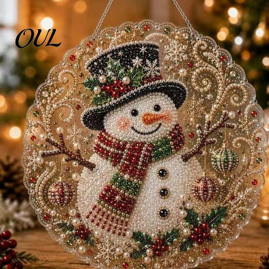 Acryl-Ornamente für Zuhause Weihnachtsbaum Hängender Schmuck, Kunst mit Kunstperlen DIY Malerei Feier Partyzubehör Sonnenfänger, 20cm Leuchtend