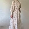 Autumn Women's Loose Lace-up Fashion Elegant Floral Dress Long Sleeve Long Dress