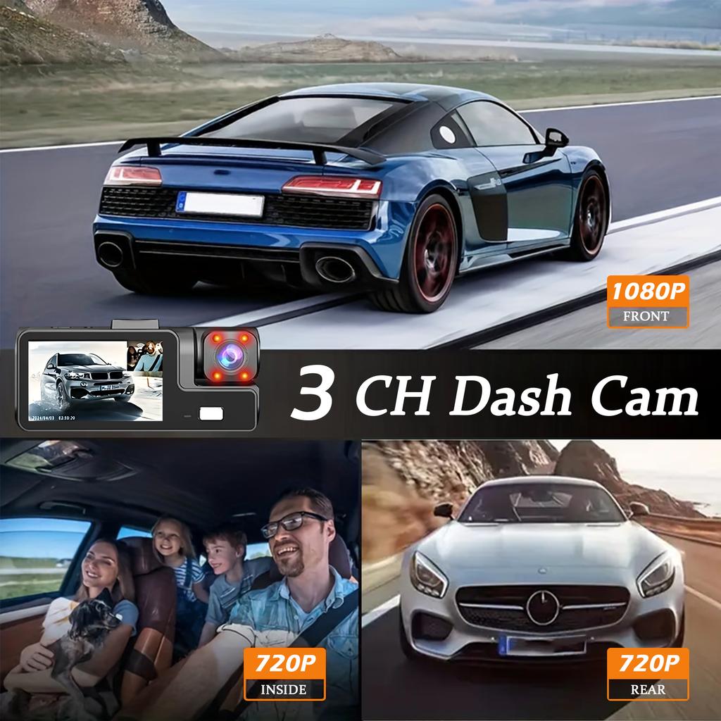 3Camera Dash Cam For Car Camera 1080P Video Recorder WIFI Car DVR Front Rear View  2/3Cam Night Vision Black Box Car Accessories