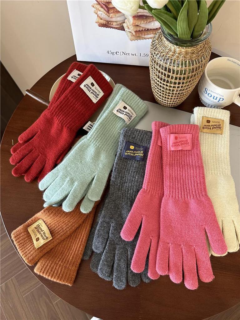 Lange gestrickte Fingerlose Touchscreen-Handschuhe mit verlängertem Handgelenkwärmer für Herbst & Winter