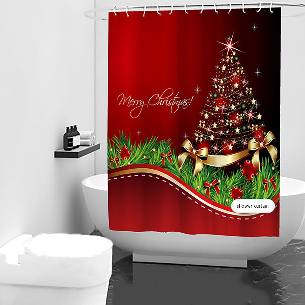 

1pc Xmas shower Curtain for bathroom 180*180cm Christmas decorations waterproof