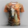 Summer Men's T Shirt 3d Horse Print Casual Crew Neck Short Sleeve Tee Oversized Clothing Animal T-Shirts Fashion Streetwear Race
