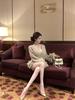 Lazy & Charming Women's V-neck Knitted Cardigan with Fox Fur - 2025 Autumn/Winter Collection