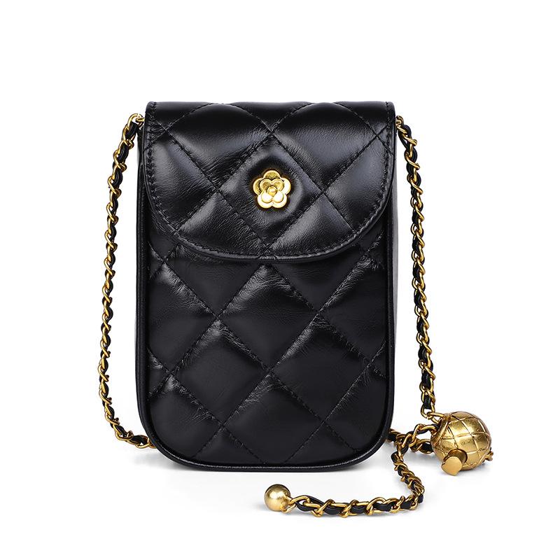Ny Allsidig Crossbody High-end Lett Luksus Kjede Mobiltelefon Mini Veske Ekte Skinn Dameveske