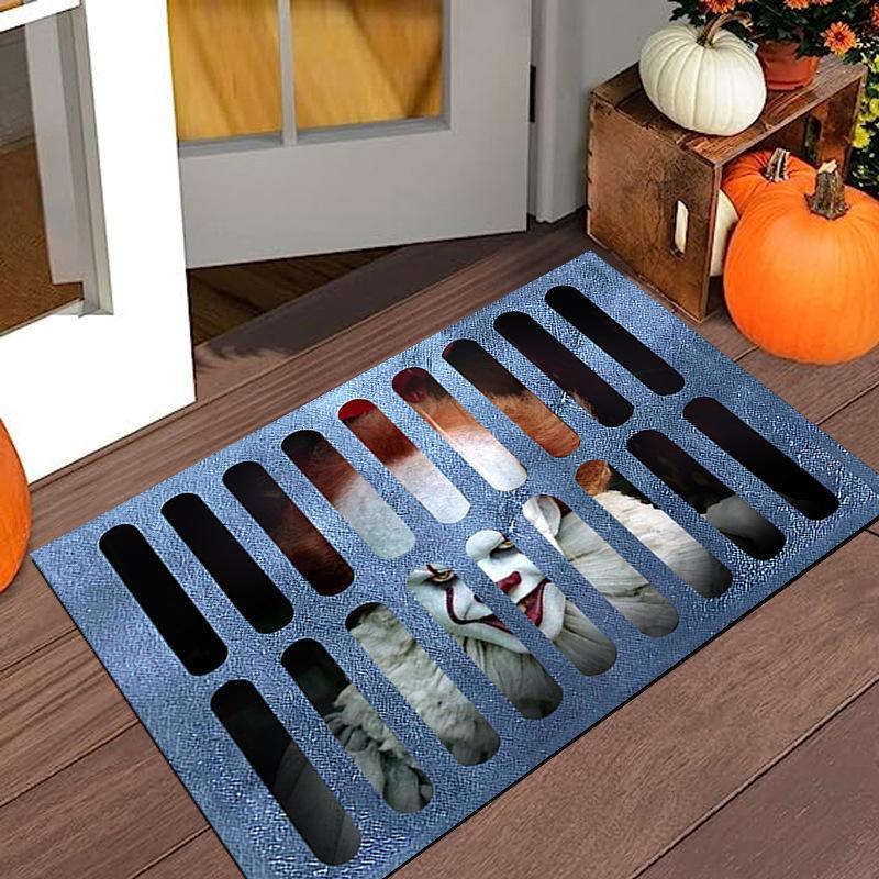 Halloween Joker Carpet 3D Visual Stereoscopic Floor Mat Entrance Foot Mats Kitchen Living Room Balcony Party Home Decoration