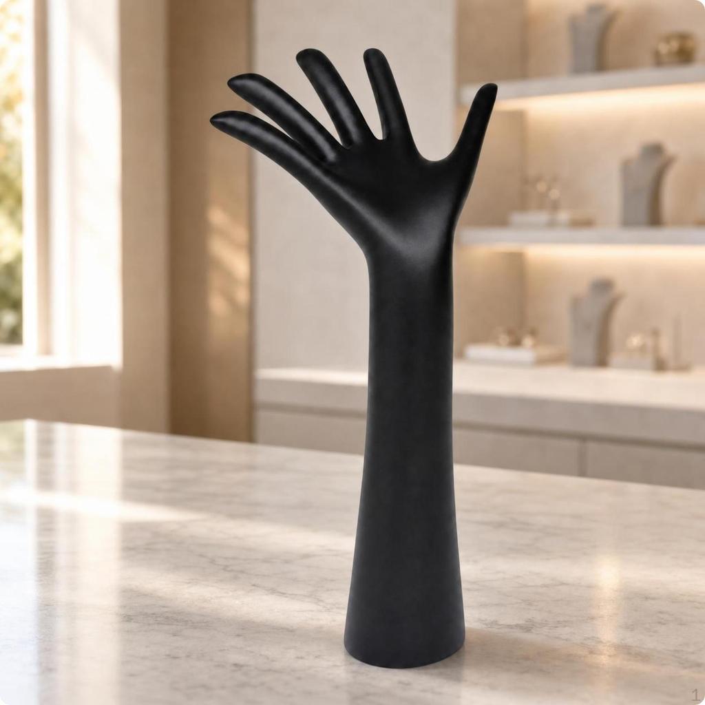 Resin Hand Display Stand Smooth Finish HandShaped Band Holder Painted Jewelry Black