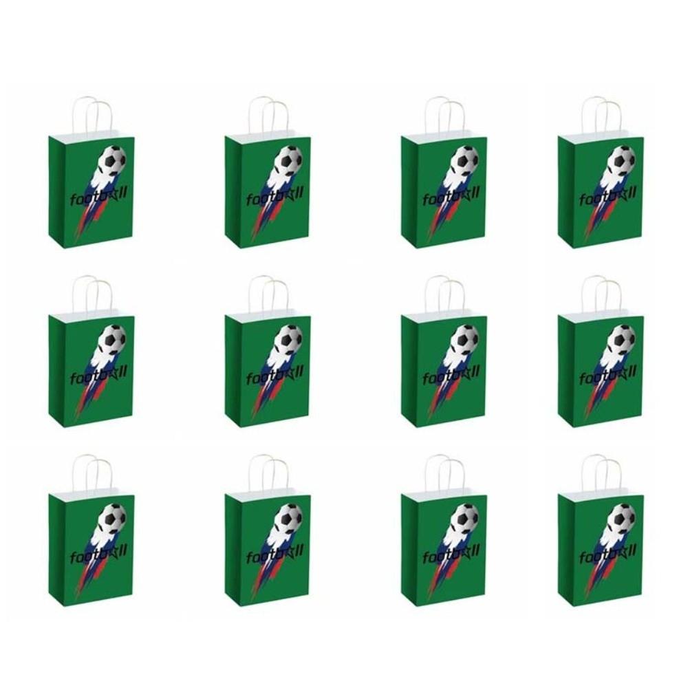 

12 PCS Printed Football Themed Favor Bags Portable Paper Packs with Handles Coffee Shop Set 3