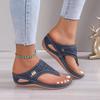 Woman Leather Non-Slip Soft Platform Shoes Flip Flops Summer Women's Wedge Sandal with Heel 2024 Orthopedic Sandals 43