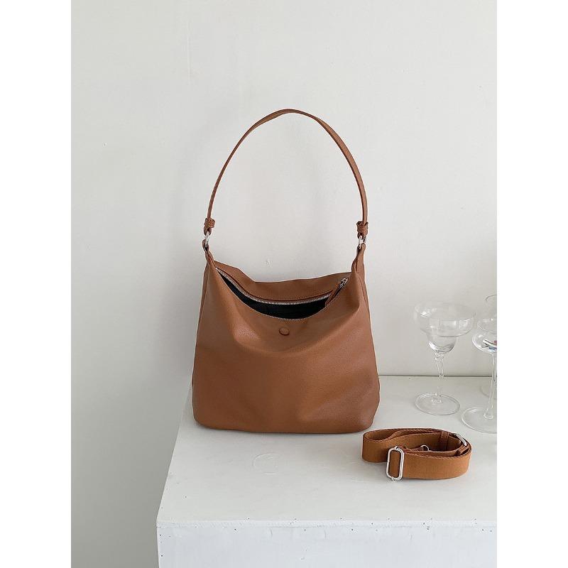 Soft leather commuter tote bag large capacity women's niche versatile shoulder nylon bag casual student messenger bag women